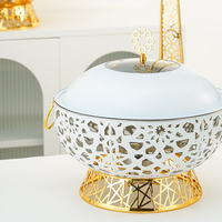 Luxuriöser Kommerzieller Hotel-Restaurant-Speisenwärmer 4/6/8L Gold Buffet-Ausstattung Chafing-Dish-Set Hängende Rechaud-Schale mit Deckel