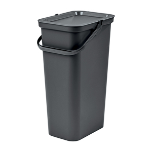 Waste Bin <b>With</b> Handle And Locking <b>Lid</b> 40 Litres Graphite Color - Product Image 1