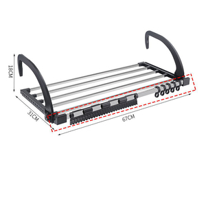 Sıcak satış ayarlanabilir kumaş kurutma rafı kapalı dışarı kapı paslanmaz çelik çamaşır kurutma rafı balkon basit çamaşır rafı - Product Image 3