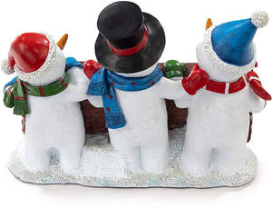 Polyresin/resina Feliz Navidad muñeco de nieve de trío LED Luz de vacaciones - Product Image 3