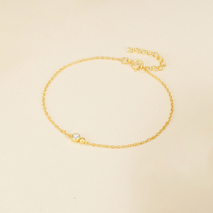 Pulseras CANNER Gold Simple S925 de Plata de Ley con Zirconia Redonda Solitaria - Product Image 3