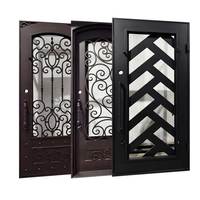 Porte d'entrée extérieure moderne en fer forgé anti-effraction avec vitrage pour maisons, appartements, écoles, chambres, supermarchés, halls