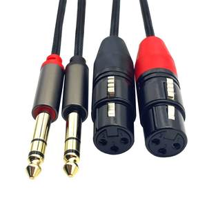 <span class=keywords><strong>2</strong></span> XLR fêmea para 1/4 de polegada TS cabo <span class=keywords><strong>2</strong></span> XLR fêmea para 2X1/4 de polegada (6,35mm) TS Mono Y Splitter Audio Patch Microfone cabo - Product Image 3