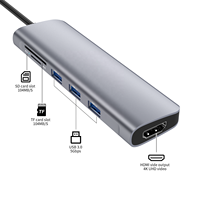 Station d'accueil multi-ports en aluminium 6 en 1 3 * USB-A 1 * carte SD/carte TF/HDTV Hubs USB pour ordinateur portable Macbook Tablette Téléphone