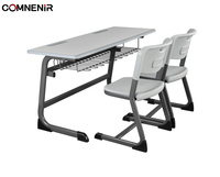 Ensemble de bureau et de chaise double réglable en métal indien avec étagère pour l'école primaire, pour appartement et usage scolaire