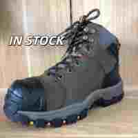 Sepatu Safety Kulit Tinggi Setengah Betis Buatan China Ready Stock Modis Anti Pecah Sepatu Safety Kulit Sapi Asli untuk Pria