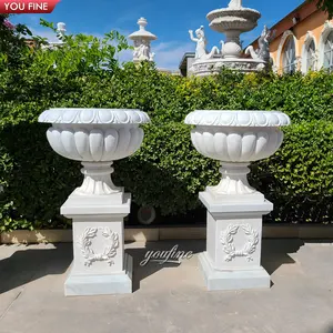 Large Marble Vases Classic Outdoor Decoration Marble Flower Vase Large Planter Pots Statue