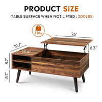 Table basse moderne avec étagère de rangement, table centrale en MDF, meubles de salon, fournisseur de meubles pour la maison