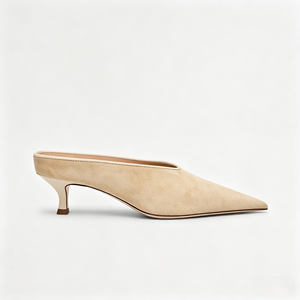 Mules personnalisées en daim à bout pointu et talon chaton, élégantes, à enfiler, sans bride arrière, pour femmes, décontractées ou de bureau - Product Image 1