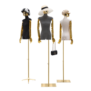 Tienda de ropa completa de lujo para Mujer, maniquí con forma de vestido negro para Mujer, ropa de exhibición, maniquí de medio cuerpo de gamuza negra - Product Image 1