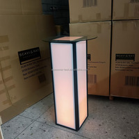 Table de cocktail haute illuminée, portable, pliable, carrée, LED, contemporaine, pour hôtel, facile à assembler, mobilier