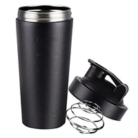 Bouteille shaker à protéines en acier inoxydable isolée de 500 ml avec boule de mélange, réutilisable et portable pour la maison, le bureau et la salle de sport