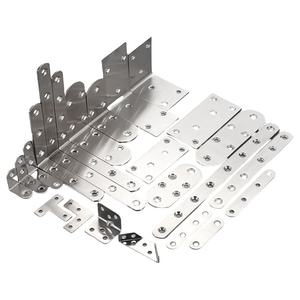 Ensemble universel de cornières en acier inoxydable en forme de L, connecteurs robustes pour meubles, plaques de raccordement multi-trous zinguées pour supports d'étagères - Product Image 4