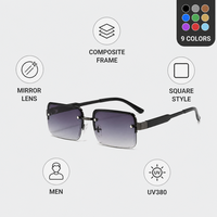 Nouvelles Lunettes de Soleil Homme Rétro à Monture Carrée, Teintées Tendance, Élégantes et Distinctives, Demi-Montures Métalliques Transfrontalières
