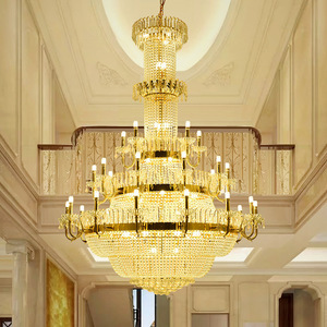 Lámpara decorativa de interior para Villa, hotel, escalera, moderna, grande, de lujo, de cristal dorado - Product Image 2