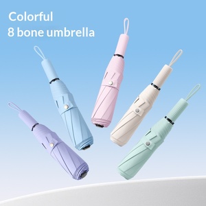 Parapluie pliant en acier triple, anti-UV UPF 50+, avec poignée en caoutchouc noir assortie, pour hommes et femmes, double usage - Product Image 1