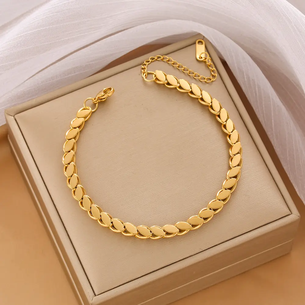 Hot Sale Hip Hop 18K Gold Chain Bracelet Jewelry Adjustable Stainless Steel Curb Chain Bracelet for Men Women