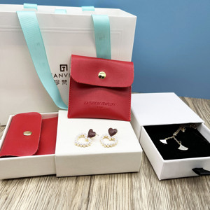 Custom Red Leather Jewelry Packaging Bag with <b>Box</b> - Product Image 5