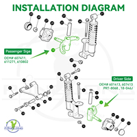 Ensemble d'axe de chariot de golf côté gauche et droit pour EZGO RXV 2008-up gaz et électrique OEM 601413 607413 610802 611271 607411