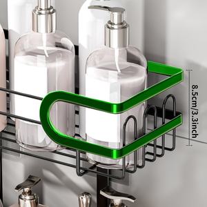 חדר אמבטיה אנטי נדנדה קיבולת גדולה תלוי מקלחת מארגן מעל ראש מקלחת עם ווים בצד - Product Image 4