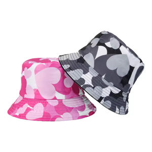 Gorras y Sombreros Reversibles con Estampado para Niños, Hombres y Mujeres, Sombrero de Pesca para Viajes al Aire Libre, Sombreros Coloridos con Corazones y Logotipo Personalizado - Product Image 1