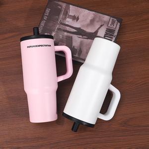 Travel <b>Car</b> Handle <b>Mug</b> 24oz 720ml Double Wall Insulated Tumbler Lid Straw Anti-Slip for Driving Home - Product Image 1