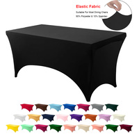 Housses de table extensibles noires pour événements, banquets, housses de lit de massage, housses de table ajustées de 6 pieds pour décorations de mariage et de fête en spandex