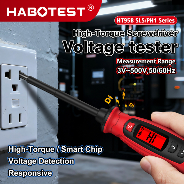 Non Contact NCV Voltage Tester Screwdriver AC DC Digital High Voltage Detector Dual-color Backlit LCD Display Data Hold