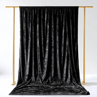 Tirai Kain Beludru Hitam 10ft * 20ft, Tirai Latar Belakang Pesta Pernikahan Custom, Kain Tebal, Tirai Beludru Tekstur Lipat