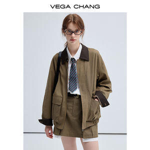 بدلة خريفية أنيقة من فيغا تشانغ، معطف كارجو عصري جديد مع تنورة قصيرة - Product Image 2