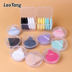 Houppettes de <span class=keywords><strong>maquillage</strong></span> triangulaires en velours floqué doux, respectueuses de la peau pour une manipulation facile, avec logo personnalisé, pour poudre visage - Product Image 1
