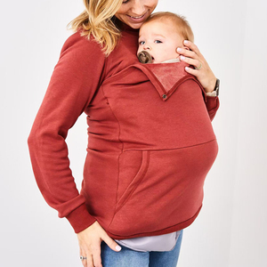 Felpa <span class=keywords><strong>premaman</strong></span> personalizzata invernale da donna con canguro tuta per l'allattamento al seno felpa con tasche per madre e bambino - Product Image 3