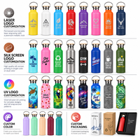 Bouteille d'eau isotherme en acier inoxydable à col étroit, format slim, pour porte-gobelet de voiture, 500ml 750ml 1000ml, vente en gros OEM