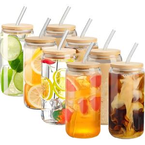 12oz 16oz 20oz 24oz Cola Drink Cup personalizzato logo tazza di vetro <span class=keywords><strong>con</strong></span> coperchio e paglia per la festa - Product Image 1