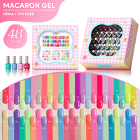Ensemble de vernis à ongles en gel Macaron exclusif JTING, 48 couleurs, vernis à ongles en gel avec nuancier, haute couvrance, sans HEMA/TPO, étiquette privée OEM