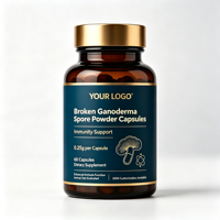 Poudre de spores de Ganoderma brisées 60 capsules Supplément de champignon Reishi Stimulant immunitaire Personnalisation OEM ODM pour le soutien de la santé