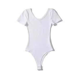 Body de punto de manga corta con cuello redondo y ajuste ceñido estilo dulce para mujer, ideal para verano - Product Image 2