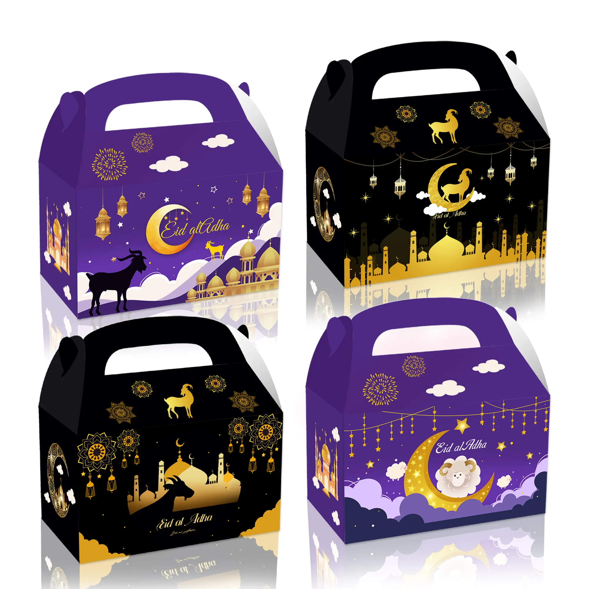 Xindeli DD274 Eid Mubarak Ramadan Party Supplies12pcs Candy Treat Geschenk verpackung Papier box mit Griff