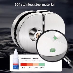 Semi-circular 304 Stainless Steel Frameless <strong>Door</strong> Hardware Lock No-Drill Screw Central Lock for Double/Single <strong>Doors</strong> - Product Image 5