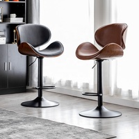 Barhocker im Nordischen Stil, Günstige Thekenmöbel, Goldfarbenes Metall mit Leder-Rückenlehne, Luxuriöse Moderne Küchen-Hochstühle für Bartische