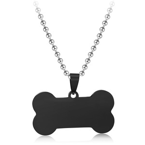 Collar con Colgante de Hueso de Perro de Acero Inoxidable, Placa de Identificación para Mascotas con Grabado Disponible, Regalo para Uso Diario - Product Image 1