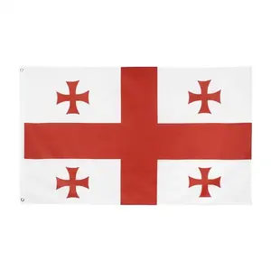 Couleur vive Croix blanche et rouge Polyester 3x5 Drapeaux Pays européens Drapeau géorgien de la Géorgie