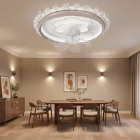360 °   Ventilateur de plafond intelligent à tête oscillante avec télécommande pour haut-parleur Bluetooth, lampe, design moderne