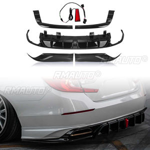 For 2018-2022 10th 10.5th Accord Yofer V2 Rear Bumper Diffuser <b>Splitter</b> Lip + Corner Apron Spats Glossy Black Carbon Fiber Look - Product Image 6