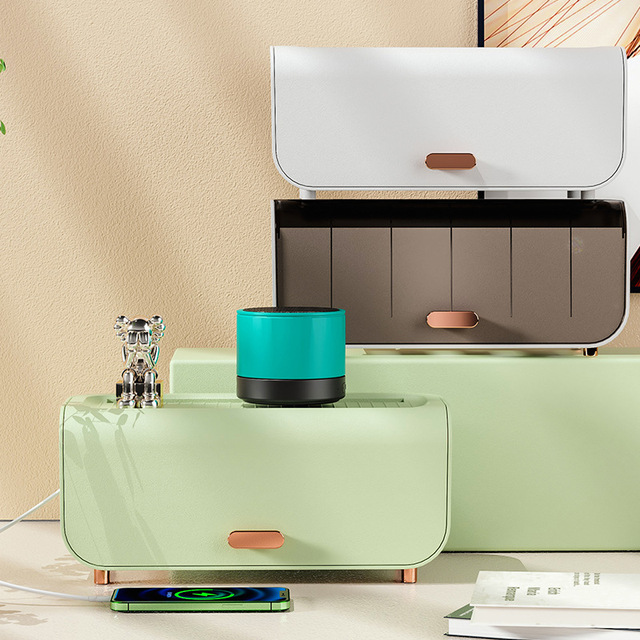 Cable Management Box Power Strip Holder Floor Outlet Hiders Wire Storage Desk Cord Organizer Office Concealer for Cords