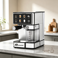 Machine à café expresso Anbolife à double chaudière avec thermocouple, écran tactile, mousseur à lait automatique, carafe à lait amovible, compatible OEM