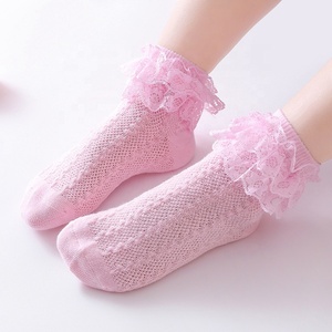 Vente en Gros de Chaussettes en Dentelle de Couleur Unie à Volants pour Bébés Enfants Princesse Chaussettes à Cheville à Volants pour Filles - Product Image 4