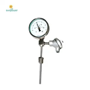 Industrial Instrument WSSCP-461 bottom connection Manometer thermometer with pt100 rtd Dial dia 100mm 0-150C