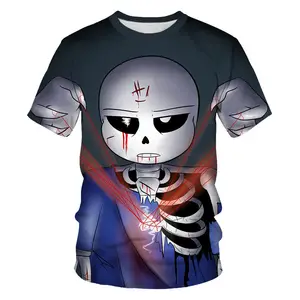 T-shirt squelette pour garçons et filles, imprimé en 3D, à la mode