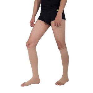 Bas de contention anti-embolie de qualité médicale, fabrication OEM ODM, à bout ouvert, tricotés, pour cuisse, avec 2 doigts, manchette personnalisable - Product Image 4